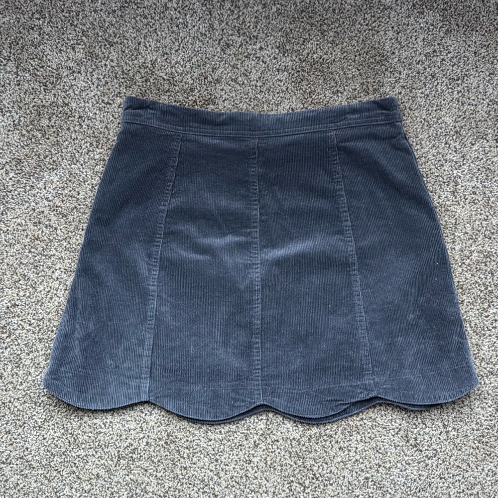 Grey Altar’d State Scallop Trimmed Corduroy Side Zip Skirt M